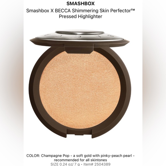 Smashbox x BECCA Shimmering Skin Perfector Pressed -CHAMPAGNE POP *NWOB - Picture 8 of 13